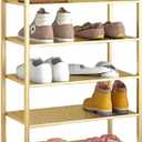 5 Tier Metal Shoe Rack Organizer Vertical Design Entryway Storage Cabinet for Entrance or Kitchen Small and Narrow Free Standing Gold (5-Tier)