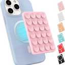 Magnetic Suction Phone Mount for MagSafe Case,Silicone Sticky Phone Grip Holder for iPhone,Removable Hands-Free Selfie/Video for TikTok & Instagram Influencer/Creator (Light Pink)