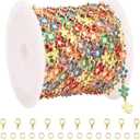 UMAOKANG 3 Meters Colorful Flower Chains for Jewelry Making Mixed Color Enamel Floral Jewelry Chains Bulk on Spool