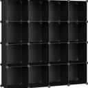 SONGMICS Cube Storage Organizer, Set of 16 Plastic Cubes, Closet Organizers and Storage, Room Organization, Bedroom Living Room, 12.2 x 48.4 x 48.4 Inches, Black ULPC44BK