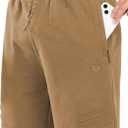 NORTHYARD Men's Cotton Casual Sweat Shorts Athletic Running Short with Zipper Pockets 7" Workout Gym Lounge for Mens (Brown, S)