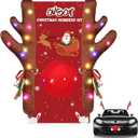 Christmas Reindeer Car Kit - Antlers & Nose for Decorations, Sturdy Rudolph Reindeer with LED, Jingle Bells, Car Reindeer Antlers for Any Vehicle Decorations (16 inches)