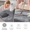 OLANLY Light Grey Round Rugs for Bedroom - Machine Washable, 4 ft Circle Area Rugs for Living Room, Soft and Fluffy Shaggy Carpet for Teen Girls and Boys, Nursery Rooms, Dorms, Home Decor Aesthetic