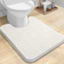 OLANLY Toilet Rugs U-Shaped 24x20, Extra Soft Absorbent Chenille Contour Bathroom Rugs for Toilet, Dry Quickly, Machine Washable, Non-Slip Bath Mat, Ivory