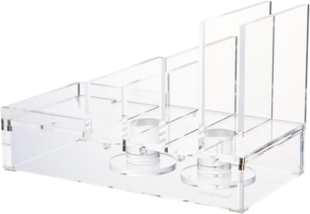 RUSSELL+HAZEL Acrylic Tech Collator, Charging Station for Phone, Tablets and Earbuds, Desk Accessories, 8" x 4" x 5"