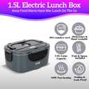 IXIIE Electric Lunch Box 80W Food Warmer for Work, 12V/24V/110V Portable Lunch Warmer for Adults with 2-Pack Stainless Steel Containers, Heated Lunch Box for Car/Truck/Office/Outdoors (Grey+Black)