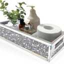 Wocred Bathroom Basket Toilet Tank Upgrade,Crushed Diamond Mirrored Bathroom Tray Wall-Mounted,3 Layer partition Storage Organizer fits Dresser Bedroom,Bathroom,Coffee Table.(15x6x3.8) (Silver 3 Compartment)