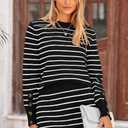 PRETTYGARDEN 2 Piece Skirts Sets for Women Fall Fashion 2026 Striped Sweater Dress Knit Lounge Travel Outfits Winter Clothing (Black)