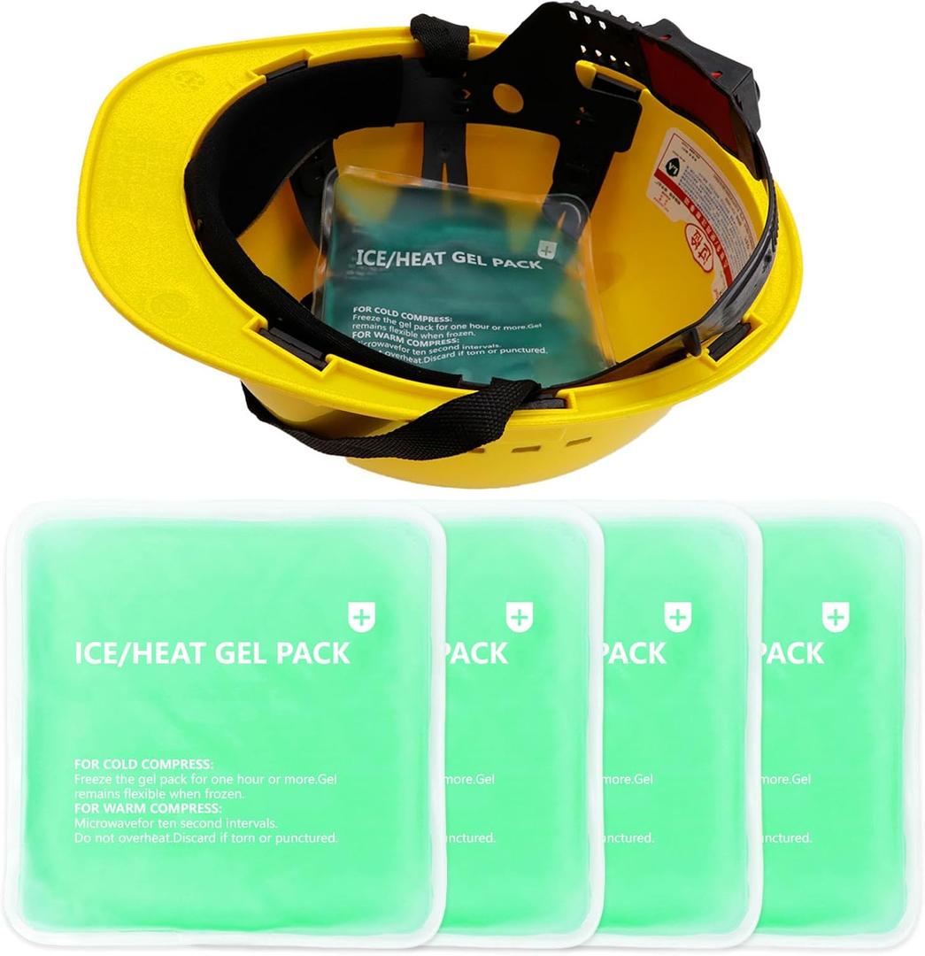 2 x Reusable Cooling Helmet Gel Packs - Hat Inserts for Hard Hats & Caps Plus Universal Cold Therapy Wrap | 4-Hour Relief for Headaches, Injuries, Construction & Heat