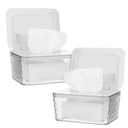 Wipes Dispenser, One-Handed Operation Wipe Holder for Baby & Adult, Seal-Designed Wipes Container for Bathroom Keep Diaper Wipes Fresh (2 Pack White)