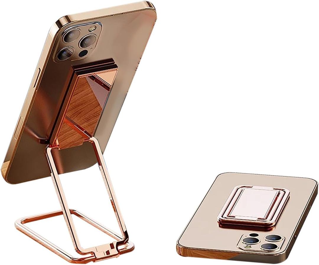 Adhesive Finger Kickstand,Stand for Back of Phone Case,360Adjustable Phone Ring Grip Holder for Hand or Desktop,Works for iPhone 16/15/14/13 Series,Samsung,and More(Pink Gold)