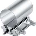 2.5 Inch Exhaust Clamp, 2 1/2 Inch Butt Joint Exhaust Band Clamp, 304 Stainless Steel Exhaust Pipe Muffler Band Clamp Sleeve Coupler for Exhaust Pipes, Mufflers