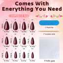 Burgundy Press on Nails Almond with Nail Tabs,120pcs Medium Almond Press on Nails,12 Sizes Glossy Burgundy Medium Fake Nails,Full Cover Acrylic Nails Press ons for Women