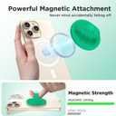 Magnetic Phone Grip Holder Compatible with MagSafe, Ultra Thin Silicone Finger Loop Ring Magnetic Grips for Back of Phone for iPhone Pro Max/Plus/16/15/14/13/12 Series, Emerald Green+Sparkle