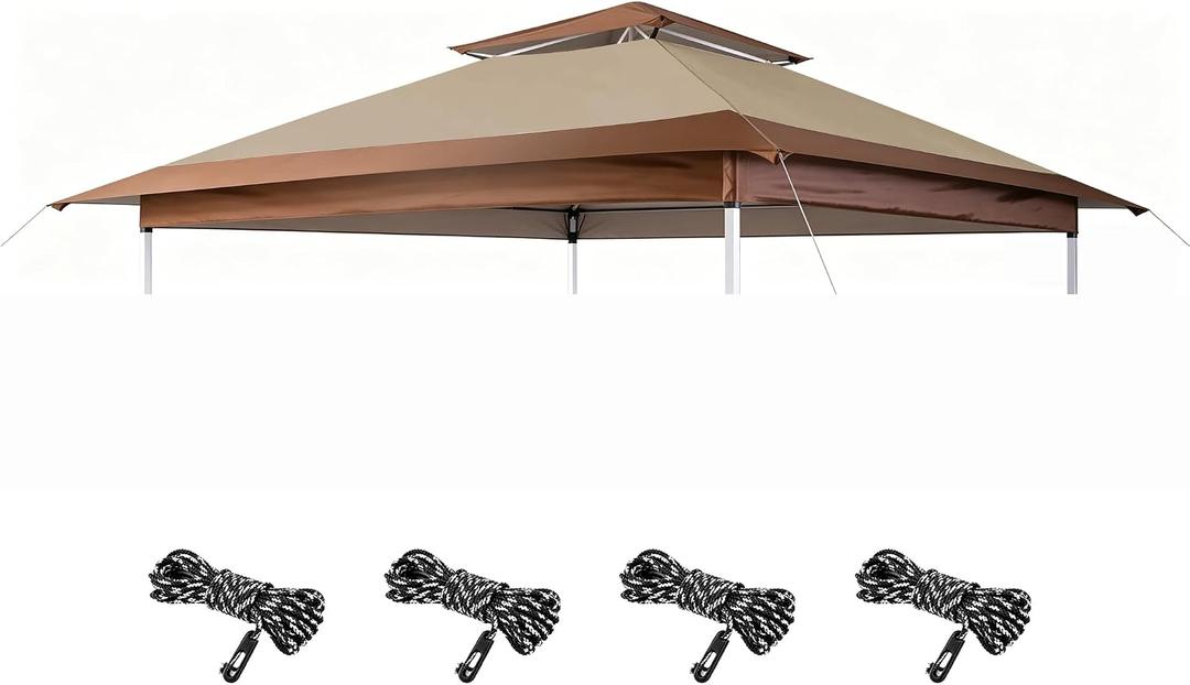 Replacement Canopy Top Compatible with Lazy Buddy 12x12 Gazebo, Canopy Cover Only,(Beige Brown)