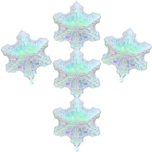 5 Pcs Christmas Snowflake Balloons Iridescent Snowflakes Balloons for Christmas New Year Winter Ice Snow Themed Birthday Wedding Party Decorations