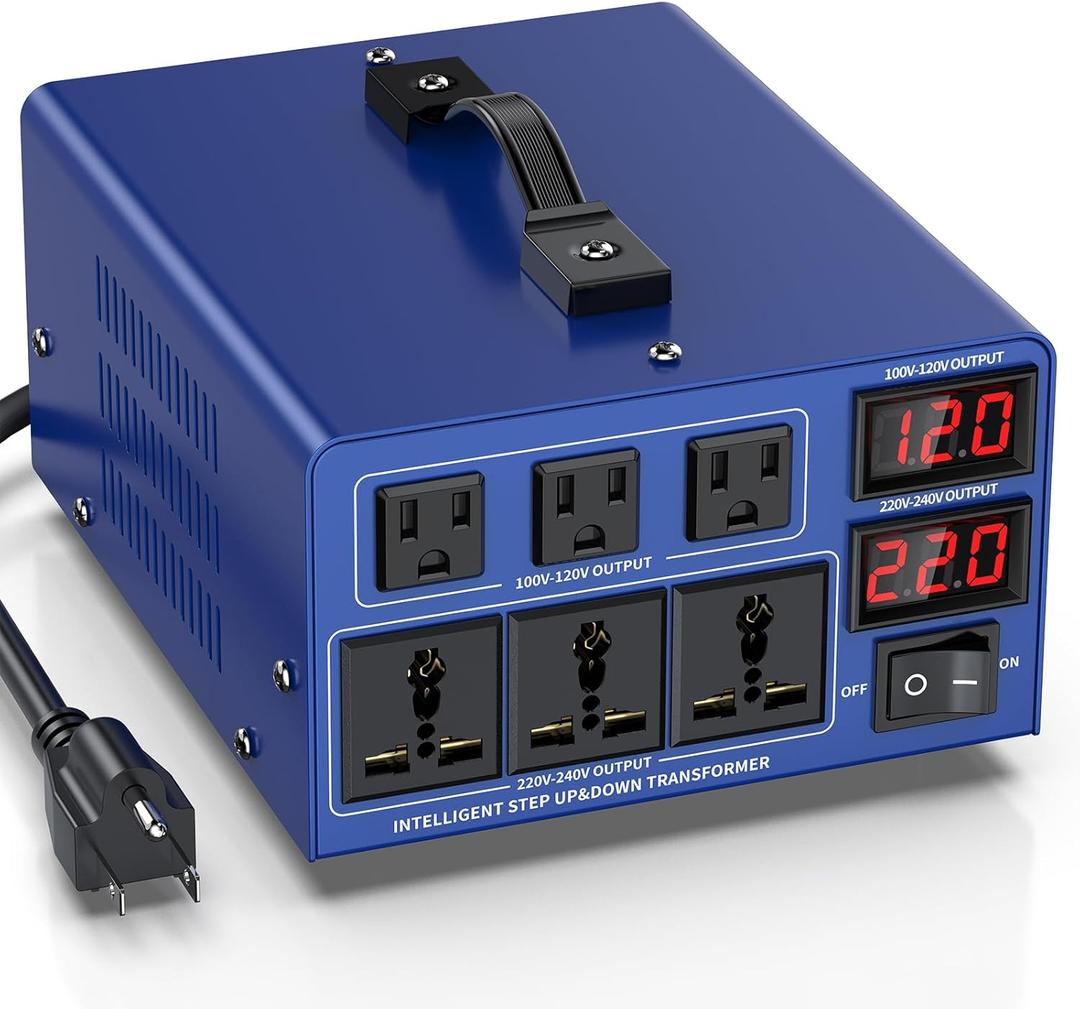 5000 watt Voltage Conversion Transformer Heavy-Duty Step-up/Step-Down AC 110V/120V/220V/240V Power Conversion, with resettable Circuit Breaker Protection, with US Power Cord, LCD Display