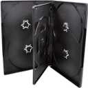 25 Pack Maxtek Standard 14mm Black Six (6) Disc DVD Cases with Double Sided Flip Tray and Outter Clear Sleeve