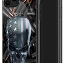 DJSOK Case for iPhone 13 Pro,Luxury Pattern Design Shockproof Rugged Cover,Cases for Man Woman-Bullet Skull Flag