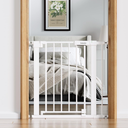 Babelio 26-31 in Baby Gate for Stairs, PressGuard Pet Gate with Wide Door | Pressure/Wall Mount, Dual Lock with Indicator, Auto Close, Heavy Duty, Easy Install for Doorways, Kitchens, Hallway, White