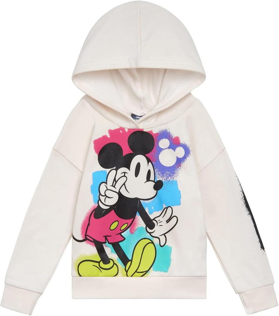 Disney Mickey Mouse Fleece Pullover Hoodie Toddler to Big Kid Sizes (2T) (Off-white)