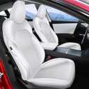 AOMSAZTO Car Seat Cover for Tesla Model 3 2024 2025 (Not for Performance) - Full Set Customized White Seat Covers (with Armrest Cover)
