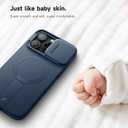 SURITCH for iPhone 15 Pro Max Case with Magnetic Camera Slide Cover and Adjustable Kickstand, Compatible with MagSafe, Shockproof Bumper Case Slim Protective Cover 6.7 Inch, Blue