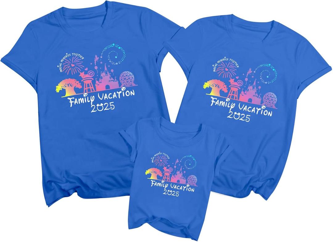 Family Vacation Shirts 2025 Family Matching Outfit Magical Animal Land Tshirt Family Trip Couples Travel Tops Blue (Blue,120)