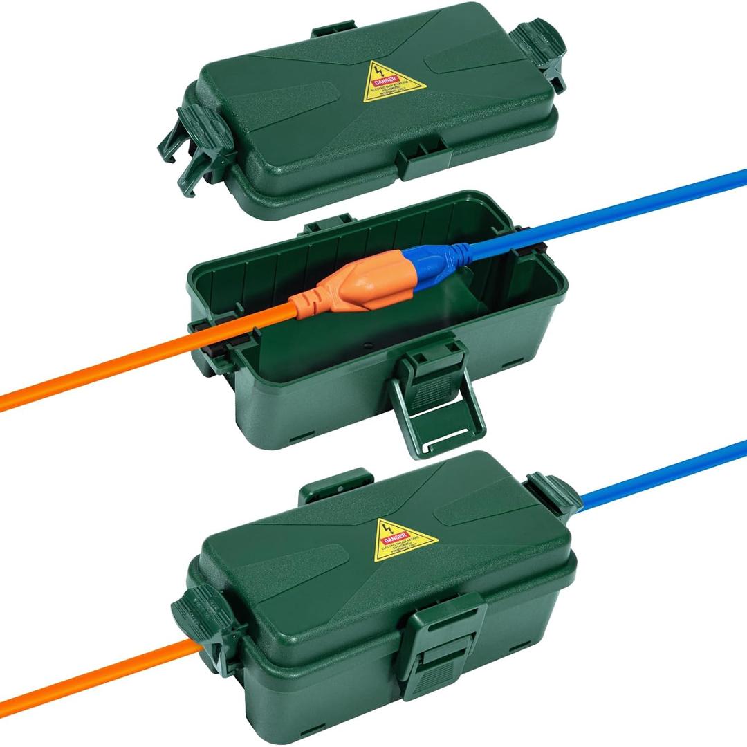 Outdoor Electrical Box Waterproof IP54-rated Outdoor Outlet Box Black Outdoor Extension Cord Cover Box (Inner 6.5 x 3.5 x 2.2inch) Wall-Hangable Waterproof Box for Protect Outlet(2 PCS Green)