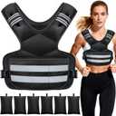 Weighted Vest for Women and Men, Adjustable 20-32lb Rucking Vest with Large Pocket and Reflective Stripe for Cardio and Strength Training