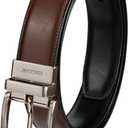 Haggar mens 2-in-1 Reversible Leather Belt for Dress Pants, Suits, Khakis - Classic, Business Casual, Formal, Work (X-Large (42-44), Cognac/Black Stretch)