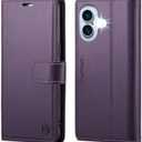 Wallet Case for iPhone 16 Plus, RFID Blocking Credit Card Holder, PU Leather Folio Flip Kickstand Protective Shockproof Cover for Apple 16Plus (Purple, for iPhone 16 Plus - 6.7'')