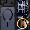 for iPhone 17 Pro Case for Women Girls,Compatible with MagSafe,Camera Control,Full Camera Protection, Cute Wave Magnetic Phone Case for iPhone 17 Pro,Black Shimme