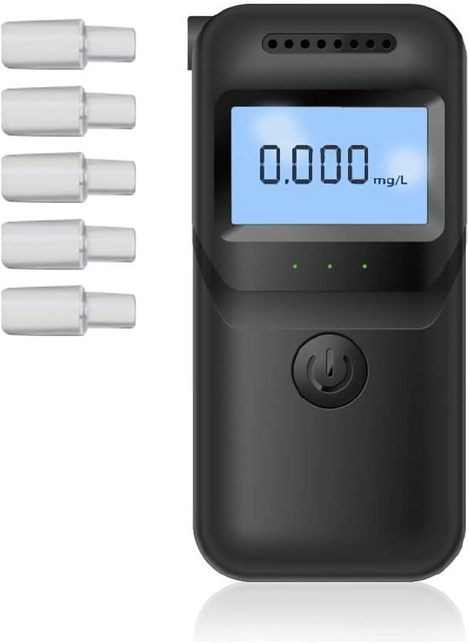 MR997 Portable Alcohol Tester High Precision Portable Alcohol Detector Compact Breath Tester High Sensitivity Electronic Breathalyzer LCD Display with Three Light Indicators