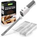 NutriChef Cordless Electric Knife | Easy to Use Constant ON/OFF Safety Function Button | Carve Turkey, Meats, Poultry, Bread, Cheese & More | Lightweight with Contoured Grip Handle | White & Grey