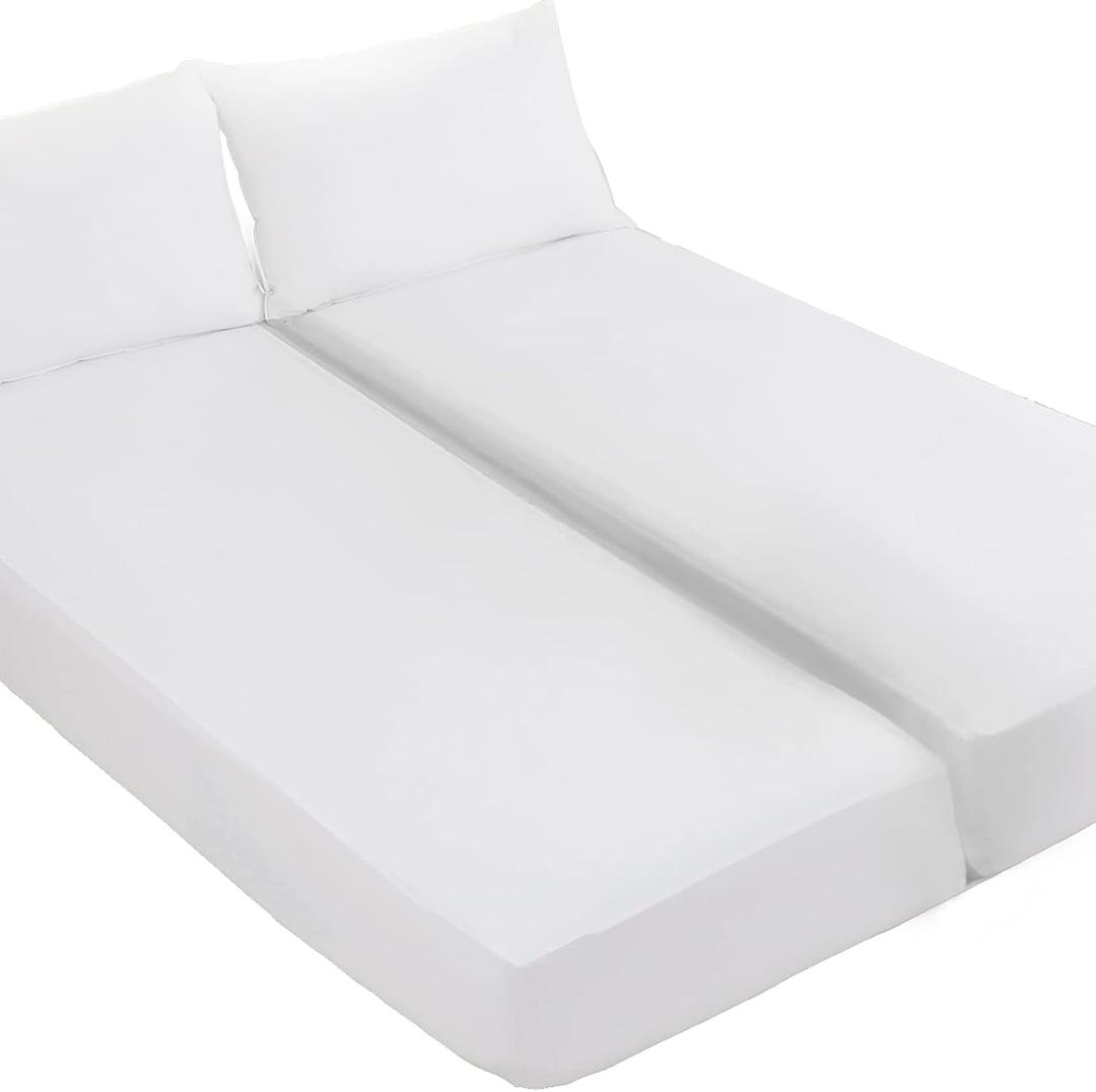 Kingnex Waterproof Split King Mattress Protector for Adjustable Beds Soft Cooling Bamboo Viscose Jersey Fitted Matress Cover