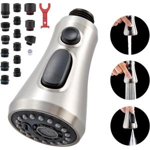 HEISOK Kitchen Faucet with Pull Down Sprayer  3 in 1 Kitchen Sink Faucet Stainless Steel, Single Handle Drinking Water Faucet for 1 or 3 Hole, Brushed Nickel