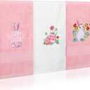Breling 3 Pcs Easter Bunny Eggs Hand Towels for Bathroom 100% Cotton Happy Easter Bath Towel Decorations Soft Embroidered Home Decoration for Spring Gift Accessories, 13.3'' x 29''