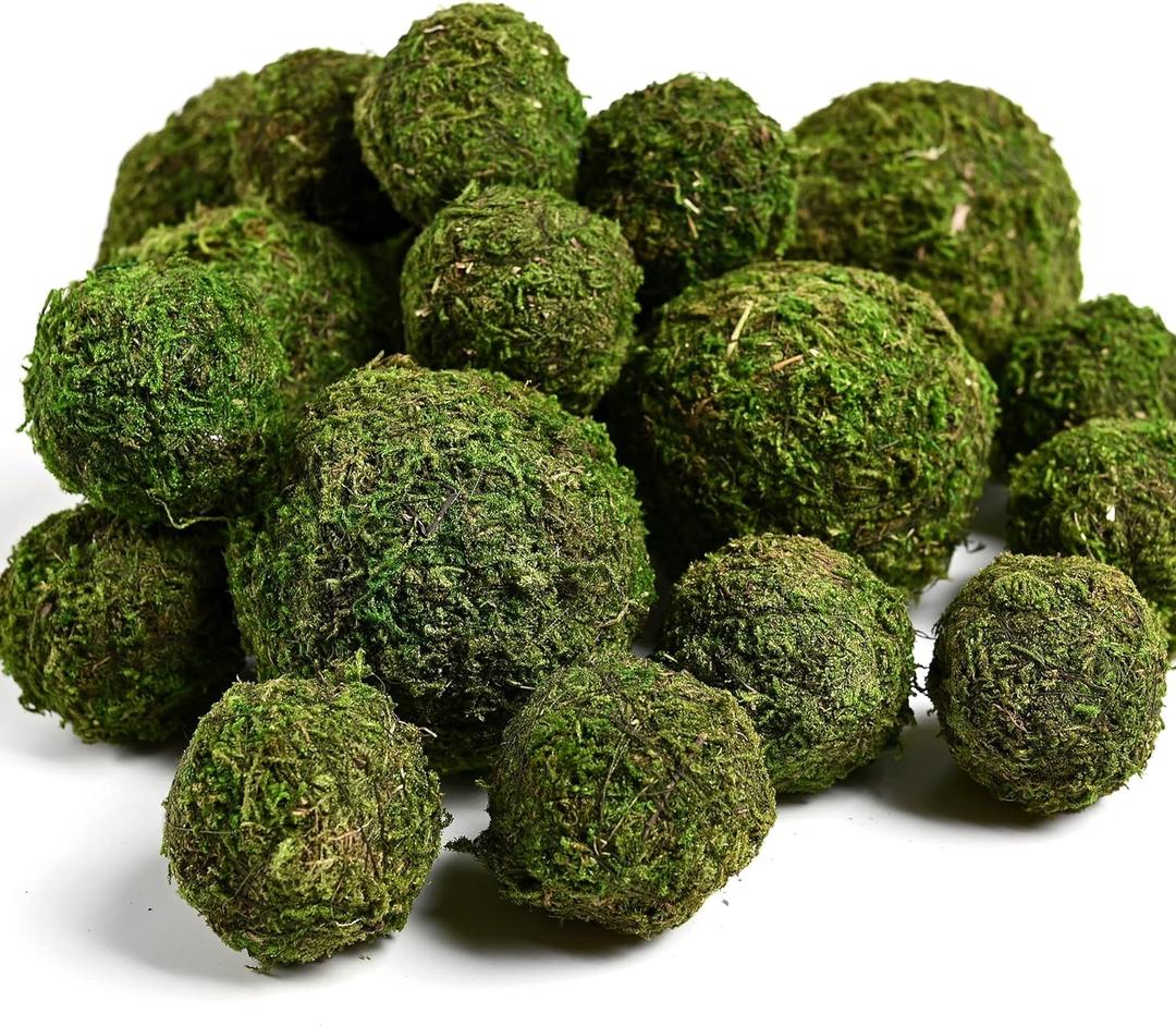Usmola 18pcs Fake Moss Balls, 6pcs 3.2" Faux Green Balls + 12pcs 2" Artificial Moss Decorative Balls for Centerpiece Bowls (Fresh Green)