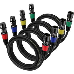 EBXYA XLR Cables 3ft 4-Packs - Standard XLR Male to Female Microphone Cable with 3-Pin Balanced Shielded XLR Speaker Cable (Black)