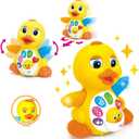Yiosion Musical Flapping Yellow Duck Interactive Action Educational Learning Walking Light Up Dancing Toy for 1 Year Old Baby Toddler Infant