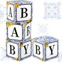 4 Pcs 11.8 Inch Capri Lemon Baby Shower Party Decorations Amalfi Coast Baby Shower Boxes with Letters Gender Reveal Backdrop First Birthday Centerpiece Decor