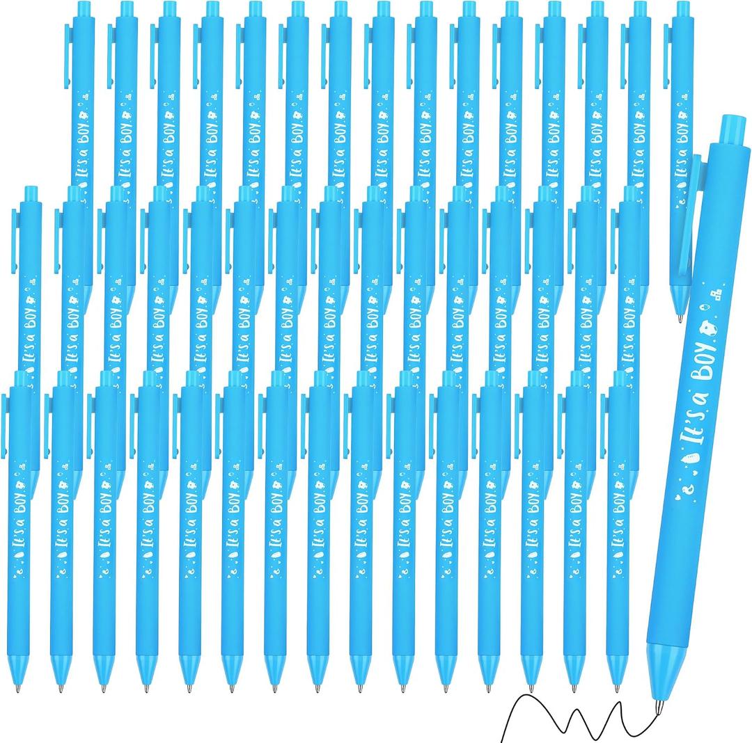 Aodaer 60 Pieces It's a Boy Baby Shower Ballpoint Pens, Retractable Gel Pen with Soft Grip, Comfortable Black Ink Pens for Boys Baby Shower Favors Party Guests Gifts