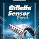 Gillette Sensor Excel Shaving Cartridges for Men Quantity: 10 (Packaging May Vary)