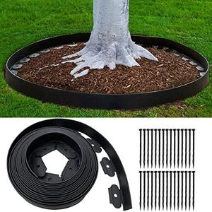 Landscape Edging 66FT, Garden Edging (4IN High) with 30pcs Spikes, Plastic Lawn Edging Flexible for Garden Flower Beds Tree Surrounds Yard Pathway, Black