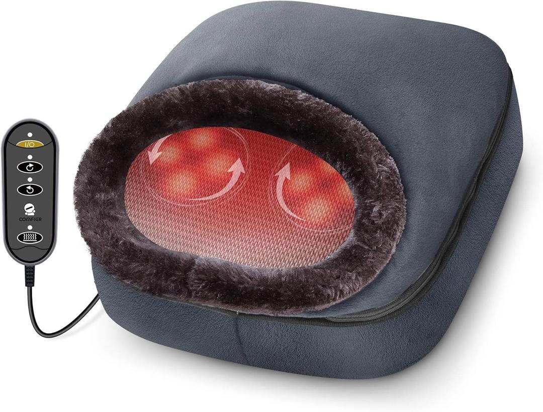 COMFIER Shiatsu Foot Massager with Heat- Kneading Back Massager with Heating Pad, Heated Foot Warmer, Electric Feet Massager Machine for Plantar Fasciitis,Neuropathy, Stress Relief (Gray)