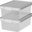 Plastic Storage Bin with Handles/Lids, 14 L Latch Box, 2 Packs