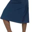 Women's Midi Length Skorts Skirts with 3 Pockets Modest Skirts Women's 24" Knee Length Skort (XX-Large, Navy)