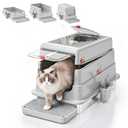 BEST JAJA 4-in-1 Enclosed Stainless Steel Cat Litter Box with Lid, Grey, 
Size	X-Large
