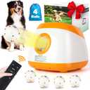 Automatic Ball Launcher for Dogs, Dog Ball Thrower with 40-60-80Ft Distance, Rechargeable Automatic Launcher with 4 Balls (2.5"), Remote Control Launcher for Medium & Large (Orange)